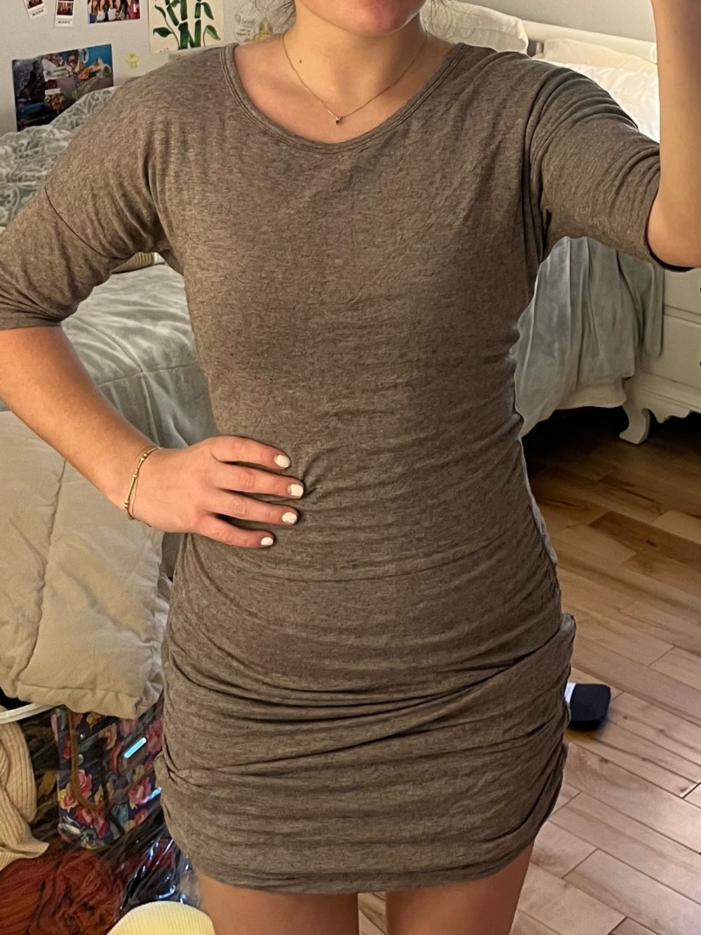 Athleta Brown Ruched Mini Dress